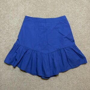 Maeve Anthropologie Skirt NWT Womens 4 Blue Drop Waist Ruffled Mini Skirt Cotton